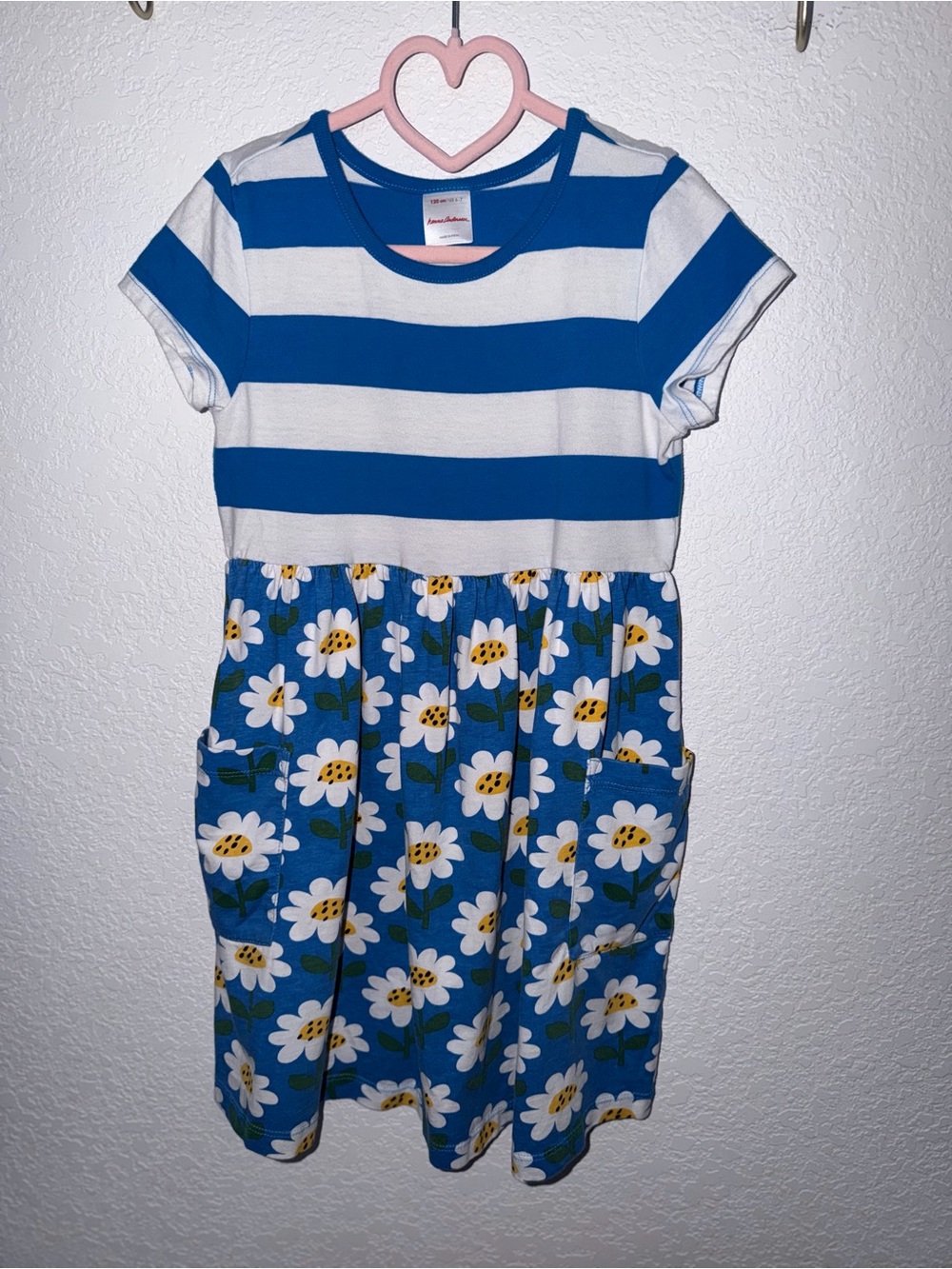 Hanna Andersson Blue & White Daisy Pocket Dress